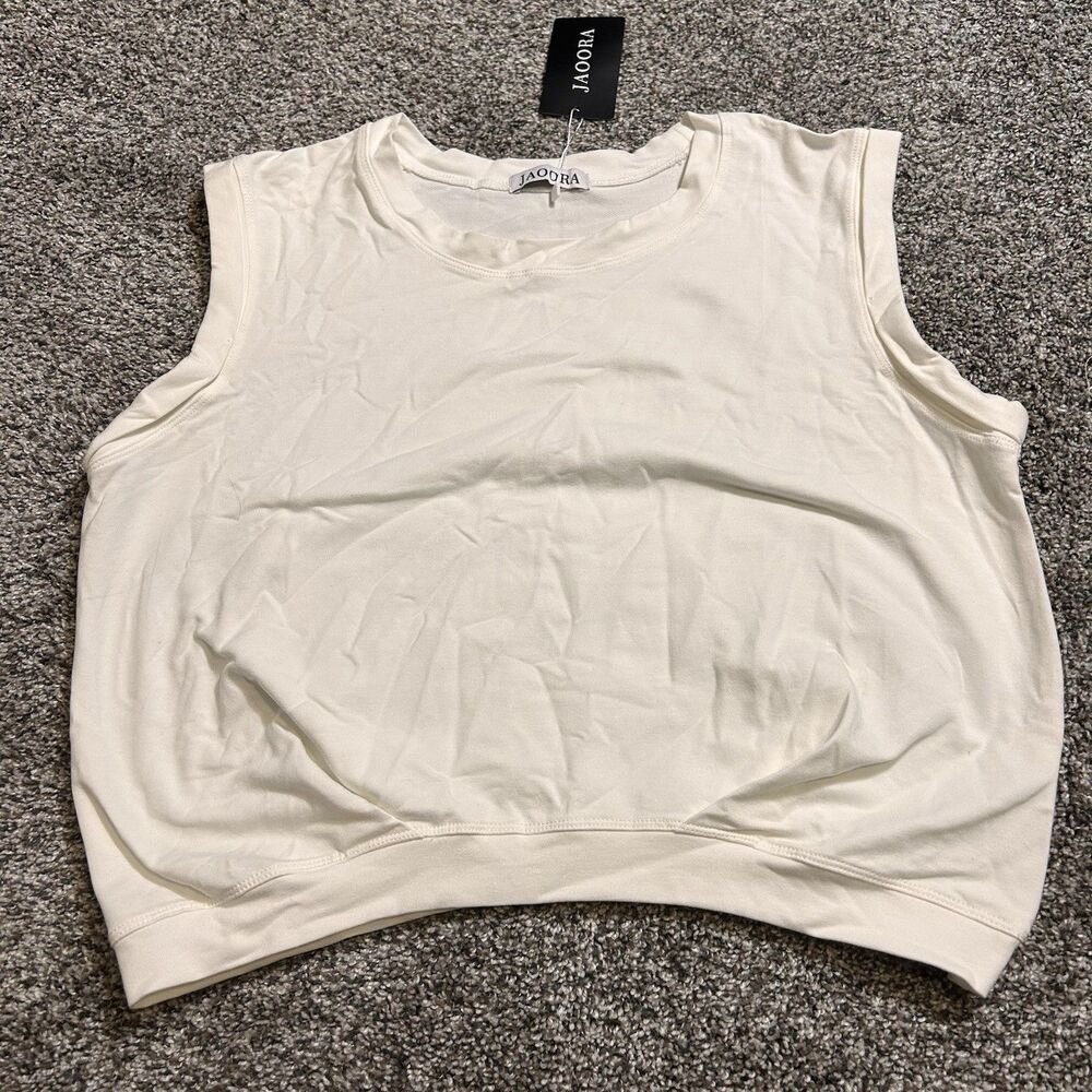 Jaoora Women's Tank Top White Large 94% Cotton